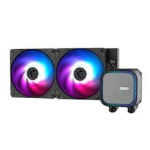Computer cooling fans with RGB lighting displaying purple and blue illumination effects, shown from multiple angles with mounting bracket.